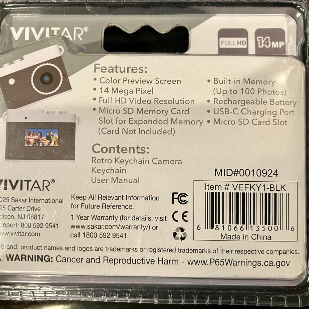 Y2K Mini Digital Camera Keychain - Black